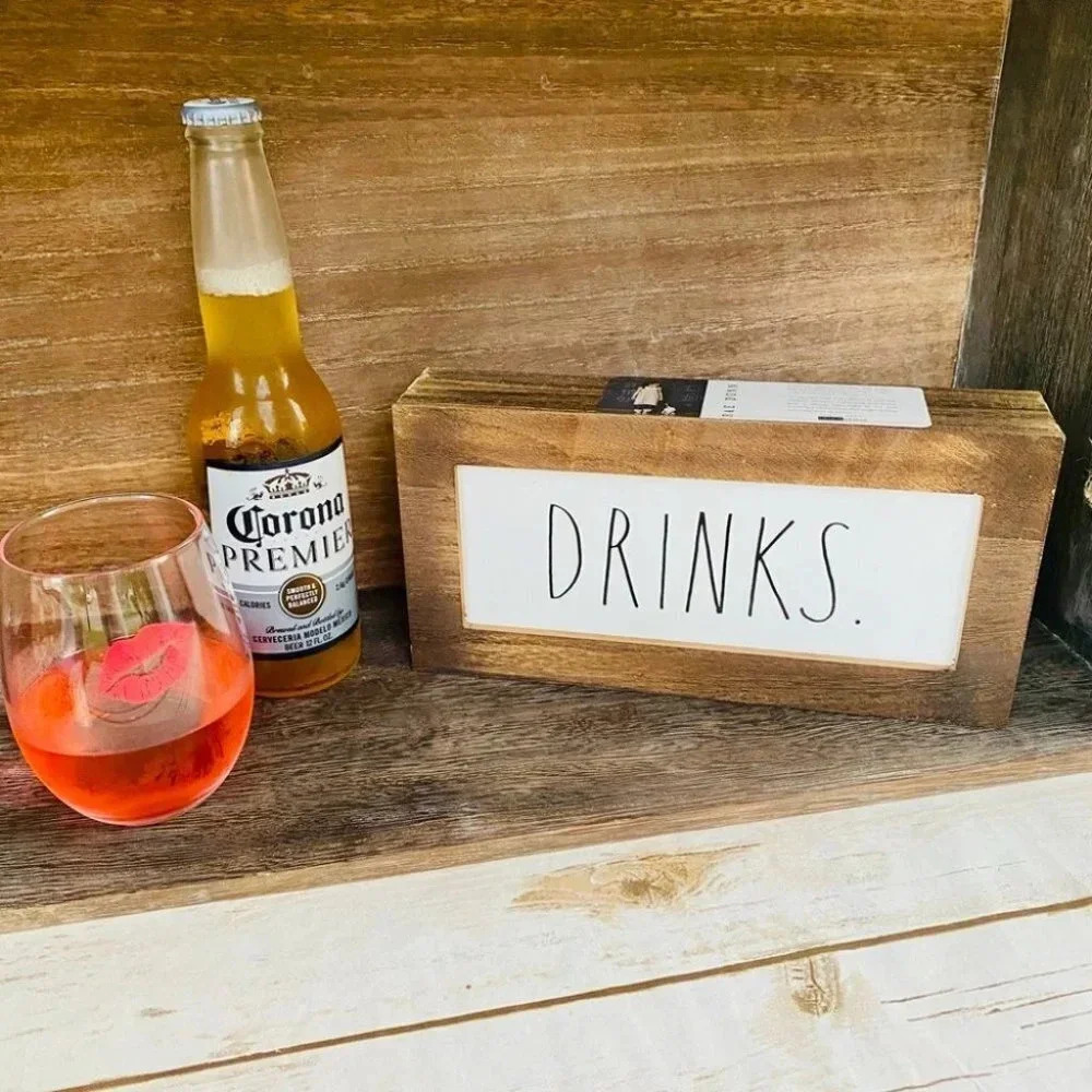 NEW Rae Dunn - DRINKS - 🍷🍺🍸🍹cute wooden sign - Picture 7 of 10